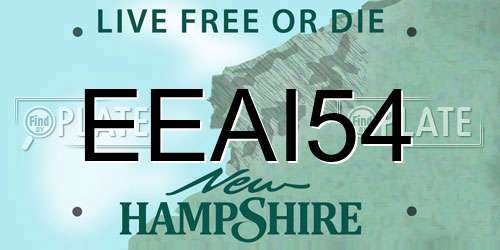 EEAI54 New Hampshire License Plate
