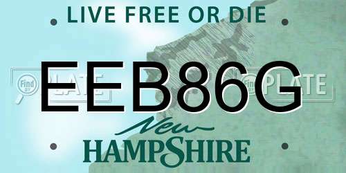 EEB86G New Hampshire License Plate