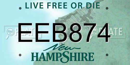 EEB874 New Hampshire License Plate