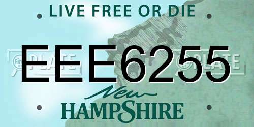 EEE6255 New Hampshire License Plate
