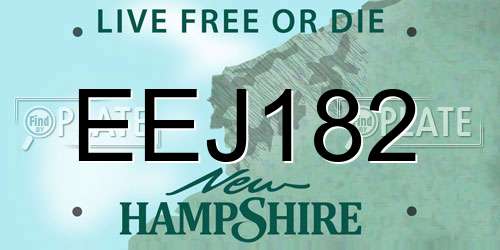EEJ182 New Hampshire License Plate