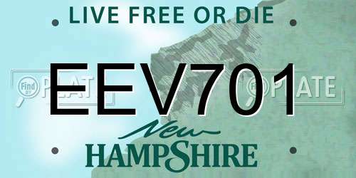 EEV701 New Hampshire License Plate