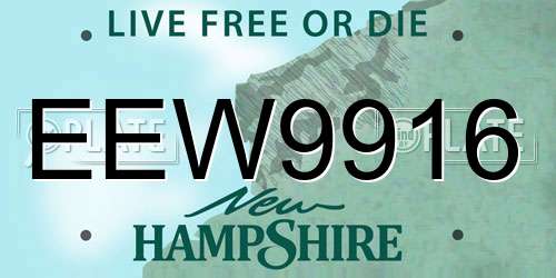 EEW9916 New Hampshire License Plate