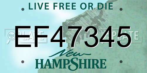 EF47345 New Hampshire License Plate