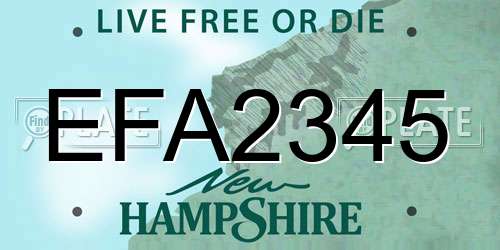 EFA2345 New Hampshire License Plate
