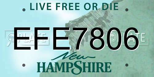 EFE7806 New Hampshire License Plate