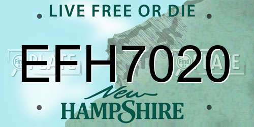 EFH7020 New Hampshire License Plate