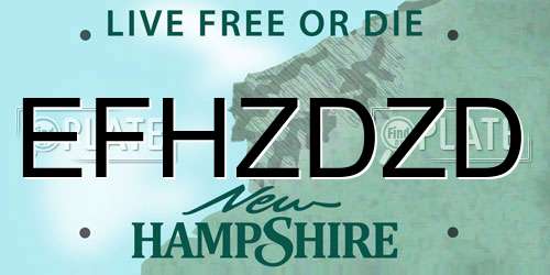 EFHZDZD New Hampshire License Plate
