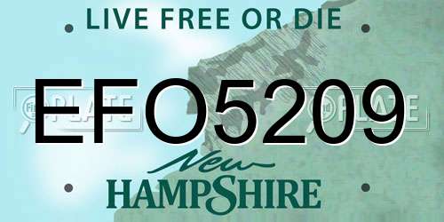 EFO5209 New Hampshire License Plate