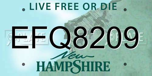 EFQ8209 New Hampshire License Plate