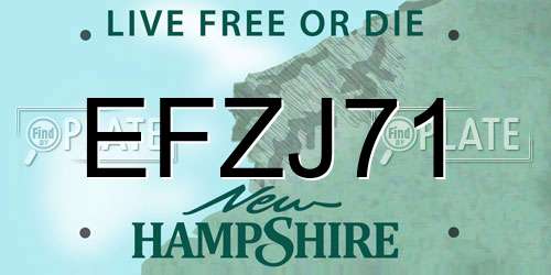 EFZJ71 New Hampshire License Plate