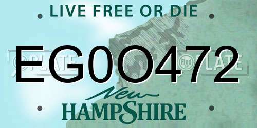 EG0O472 New Hampshire License Plate