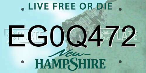 EG0Q472 New Hampshire License Plate