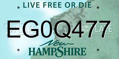 EG0Q477 New Hampshire License Plate