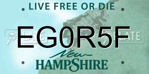EG0R5F New Hampshire License Plate