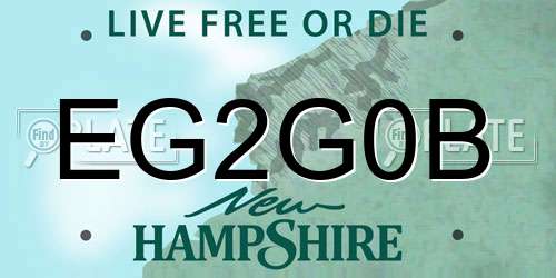 EG2G0B New Hampshire License Plate