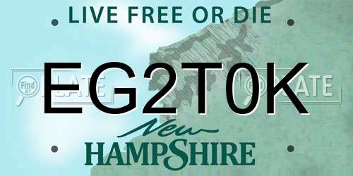 EG2T0K New Hampshire License Plate