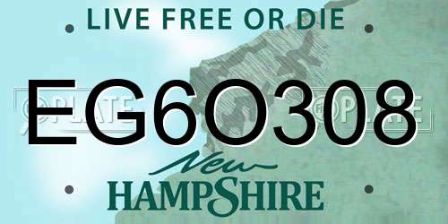 EG6O308 New Hampshire License Plate