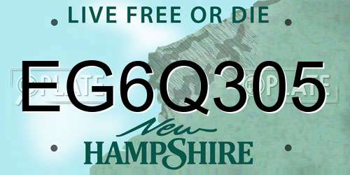 EG6Q305 New Hampshire License Plate