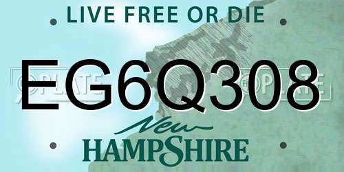 EG6Q308 New Hampshire License Plate