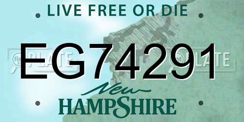 EG74291 New Hampshire License Plate