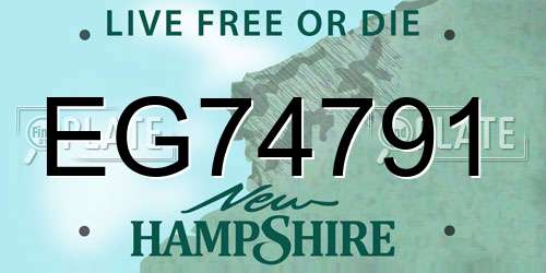 EG74791 New Hampshire License Plate