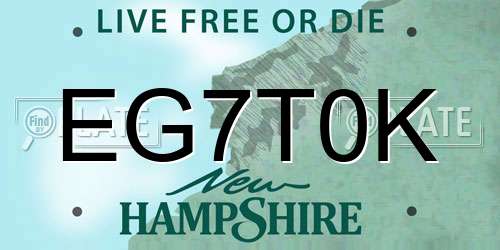 EG7T0K New Hampshire License Plate