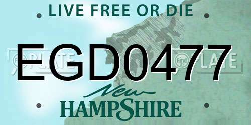 EGD0477 New Hampshire License Plate