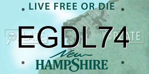 EGDL74 New Hampshire License Plate
