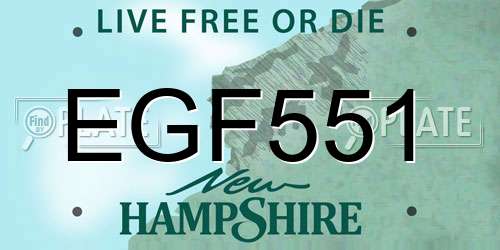 EGF551 New Hampshire License Plate