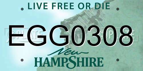 EGG0308 New Hampshire License Plate