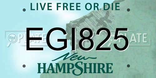 EGI825 New Hampshire License Plate