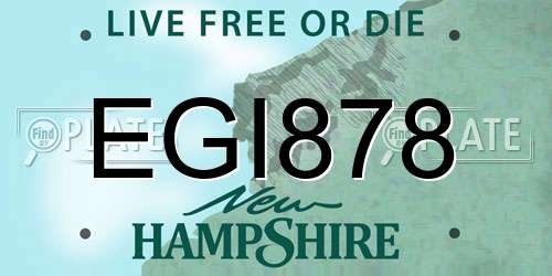 EGI878 New Hampshire License Plate