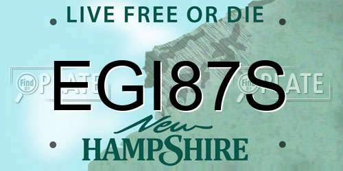 EGI87S New Hampshire License Plate