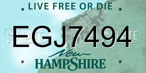 EGJ7494 New Hampshire License Plate