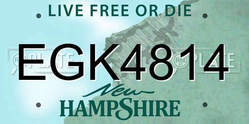 EGK4814 New Hampshire License Plate