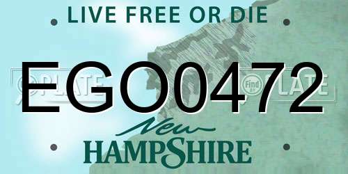 EGO0472 New Hampshire License Plate