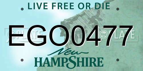 EGO0477 New Hampshire License Plate