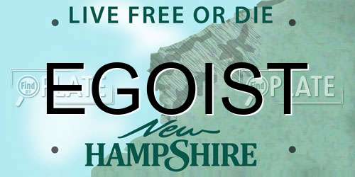 EGOIST New Hampshire License Plate