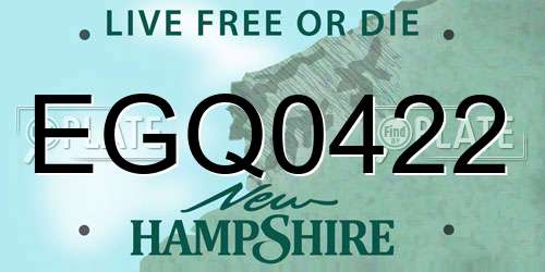 EGQ0422 New Hampshire License Plate