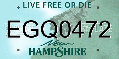 EGQ0472 New Hampshire License Plate