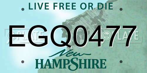 EGQ0477 New Hampshire License Plate