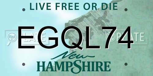 EGQL74 New Hampshire License Plate