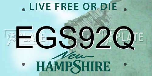 EGS92Q New Hampshire License Plate