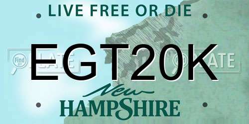 EGT20K New Hampshire License Plate