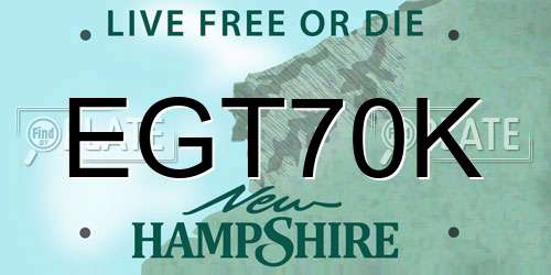 EGT70K New Hampshire License Plate