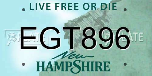 EGT896 New Hampshire License Plate