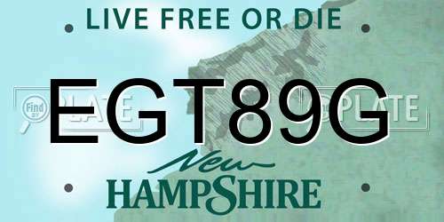 EGT89G New Hampshire License Plate