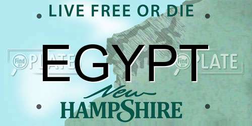 EGYPT New Hampshire License Plate