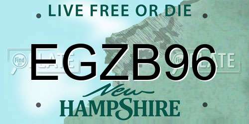 EGZB96 New Hampshire License Plate